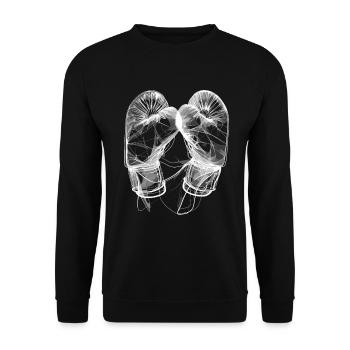 Boxhandschuhe Line Art - Unisex Pullover - Schwarz - Vorne - Alina (178cm) & Michal (187cm)
