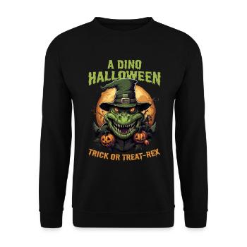 Dino Halloween – Dinosaur Witch Hat Pumpkin Funny - Unisex Sweatshirt - black - Front - Alina (178cm) & Michal (187cm)