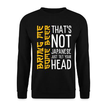 Witziges Japanisch Spruch - Geh mal Bier holen - Unisex Pullover - Schwarz - Vorne - Alina (178cm) & Michal (187cm)