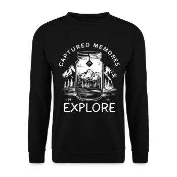 Souvenirs capturés - Nature, Montagne, Paysage dans un verre - Sweat-shirt Unisexe - noir - Devant - Alina (178cm) & Michal (187cm)