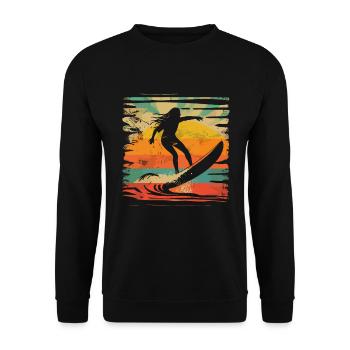 Retro Surfer - Unisex Sweatshirt - black - Front - Alina (178cm) & Michal (187cm)