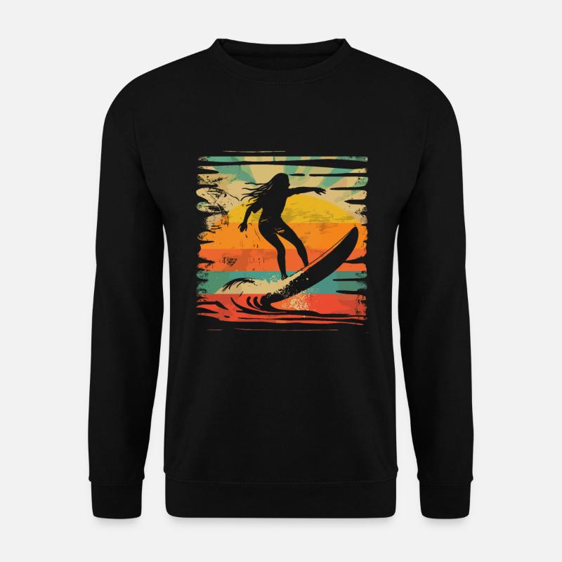 Retro Surferin - Unisex Pullover - Schwarz