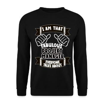 Projektmanager Lustiger Spruch Geschenk - Unisex Pullover - Schwarz - Vorne - Alina (178cm) & Michal (187cm)