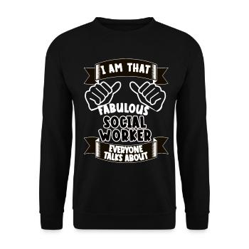 Sozialarbeiter Lustiger Spruch Geschenk - Unisex Pullover - Schwarz - Vorne - Alina (178cm) & Michal (187cm)