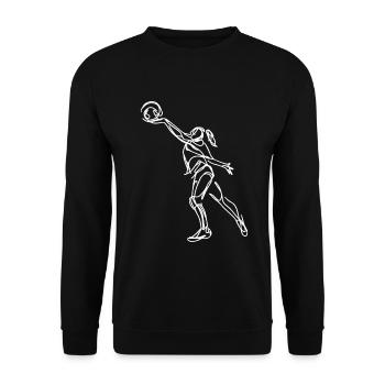 Weiblicher Volleyballspieler Skizze - Unisex Pullover - Schwarz - Vorne - Alina (178cm) & Michal (187cm)