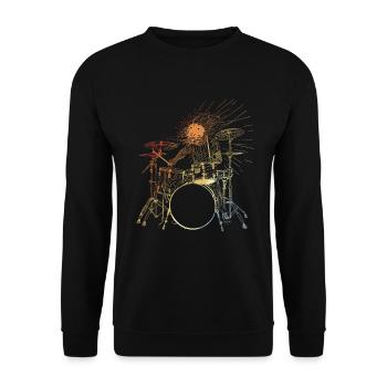 Schlagzeuger Vintage Look - Unisex Pullover - Schwarz - Vorne - Alina (178cm) & Michal (187cm)