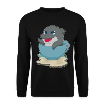 Dolphin Mug - Unisex Sweatshirt - black - Front - Alina (178cm) & Michal (187cm)