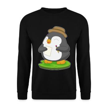 Pinguin Schüler Bleistift Schule - Unisex Pullover - Schwarz - Vorne - Alina (178cm) & Michal (187cm)