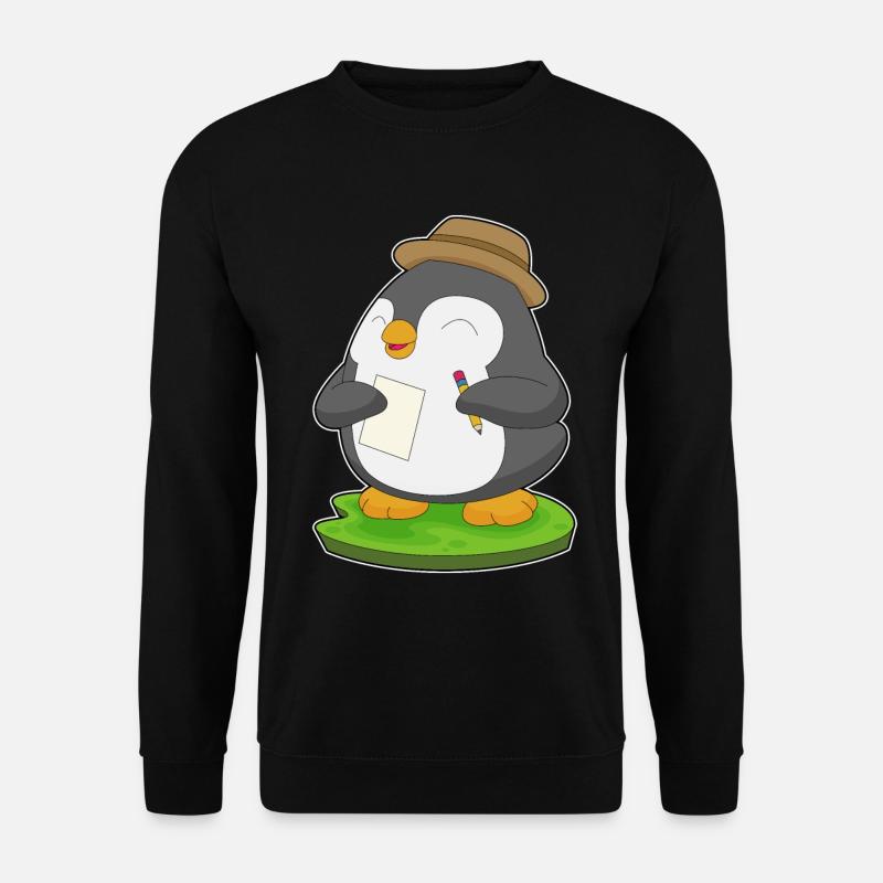 Pinguin Schüler Bleistift Schule - Unisex Pullover - Schwarz