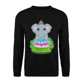 Gâteau d’anniversaire éléphant - Sweat-shirt Unisexe - noir - Devant - Alina (178cm) & Michal (187cm)