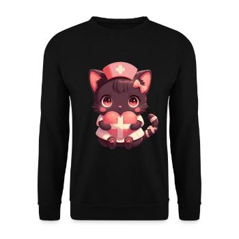 Infirmière Chat Kawaii Infirmière Médecin - Sweat-shirt Unisexe - noir - Devant - Alina (178cm) & Michal (187cm)