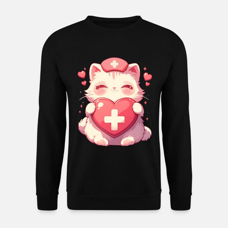 Chat Infirmière Kawaii Infirmière Médecin - Sweat-shirt Unisexe - noir