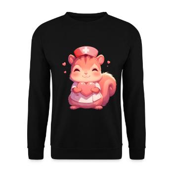 Ärztin Eichhörnchen Pflegerin Krankenschwester - Unisex Pullover - Schwarz - Vorne - Alina (178cm) & Michal (187cm)
