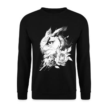 Rose Eule Blumen Ästhetik Nachteule Vogel Geschenk - Unisex Pullover - Schwarz - Vorne - Alina (178cm) & Michal (187cm)