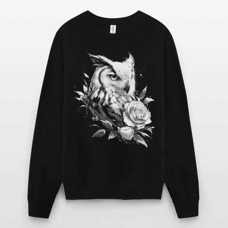 Blumen Rose Eule Ästhetik Nachteule Vogel Geschenk Unisex Pullover