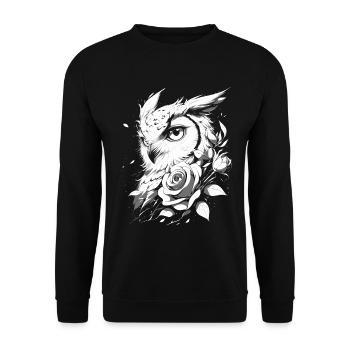 hibou Rose esthétique florale oiseau de nuit cadeau d’oiseau - Sweat-shirt Unisexe - noir - Devant - Alina (178cm) & Michal (187cm)