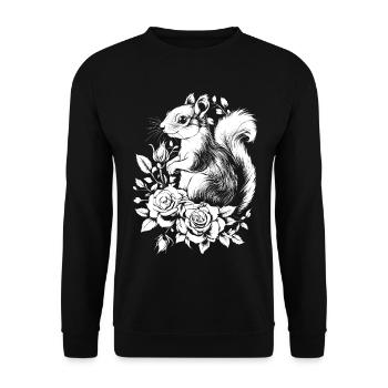 Squirrel Aesthetics Rose Flowers Croissant - Unisex Sweatshirt - black - Front - Alina (178cm) & Michal (187cm)