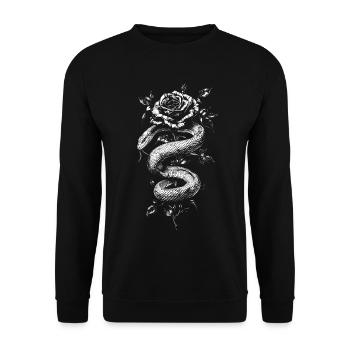 Serpent Rose Floral Esthétique Serpent Cadeau - Sweat-shirt Unisexe - noir - Devant - Alina (178cm) & Michal (187cm)