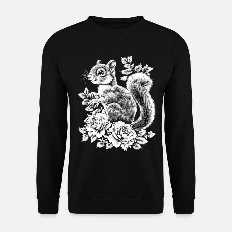 Croissant Rose Fleurs Esthétique Écureuil - Sweat-shirt Unisexe - noir