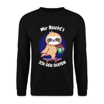 Kaffee Sloth Skateboard - Unisex Pullover - Schwarz - Vorne - Alina (178cm) & Michal (187cm)