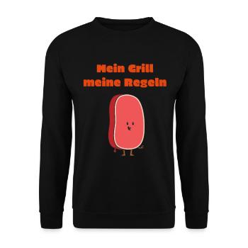 mein grill, meine regeln - Unisex Pullover - Schwarz - Vorne - Alina (178cm) & Michal (187cm)