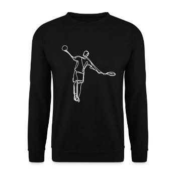 Badmintonspieler Zeichnung - Unisex Pullover - Schwarz - Vorne - Alina (178cm) & Michal (187cm)