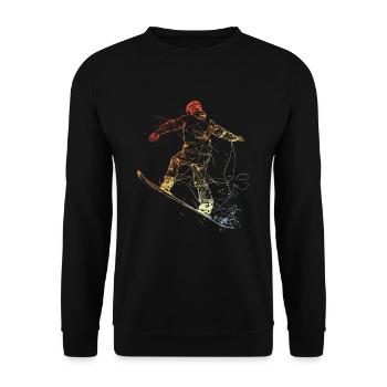 Vintage Snowboarder Zeichnung - Unisex Pullover - Schwarz - Vorne - Alina (178cm) & Michal (187cm)