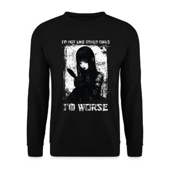 Not Like Other Girls Dark Anime Girl Goth Bunny - Unisex Sweatshirt - black - Front - Alina (178cm) & Michal (187cm)