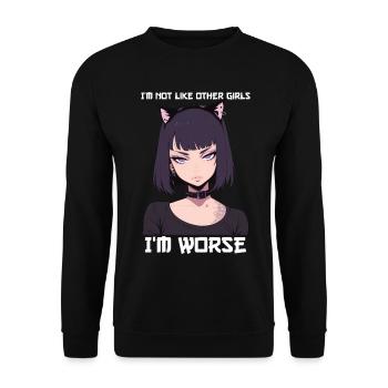Pas comme les autres filles Goth Anime Girl Edgy Grunge - Sweat-shirt Unisexe - noir - Devant - Alina (178cm) & Michal (187cm)