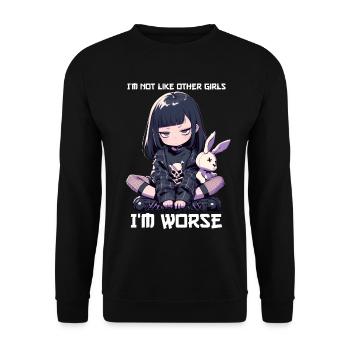 pas comme les autres filles Goth Girl Bunny Kawaii Gothic - Sweat-shirt Unisexe - noir - Devant - Alina (178cm) & Michal (187cm)