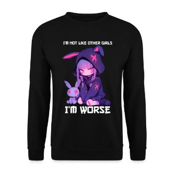 Pas comme les autres filles Goth Bunny Gothic Grunge - Sweat-shirt Unisexe - noir - Devant - Alina (178cm) & Michal (187cm)