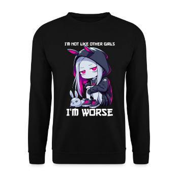 Pas comme les autres filles Goth Bunny Kawaii Edgy Grunge - Sweat-shirt Unisexe - noir - Devant - Alina (178cm) & Michal (187cm)