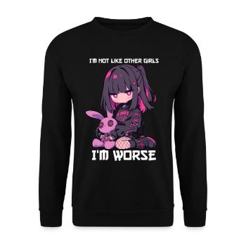 Not Like Other Girls Kawaii Goth Bunny Gift - Unisex Sweatshirt - black - Front - Alina (178cm) & Michal (187cm)