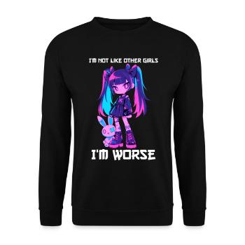 pas comme les autres filles Goth Girl Bunny Grunge Kawaii - Sweat-shirt Unisexe - noir - Devant - Alina (178cm) & Michal (187cm)