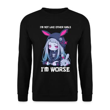 Not Like Other Girls Kawaii Goth Bunny Gothic - Unisex Sweatshirt - black - Front - Alina (178cm) & Michal (187cm)