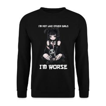 Pas comme les autres filles Anime Girl Poupée gothique - Sweat-shirt Unisexe - noir - Devant - Alina (178cm) & Michal (187cm)