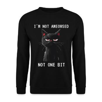 I'm Not Ameowsed Lustige Katze Pixelart Pixel - Unisex Pullover - Schwarz - Vorne - Alina (178cm) & Michal (187cm)