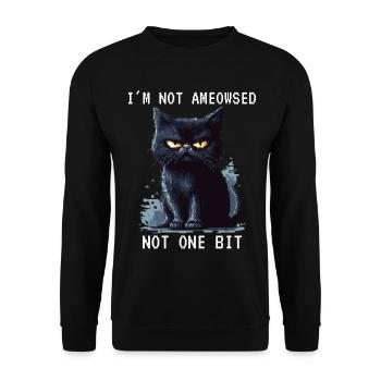 I'm Not Ameowsed Schwarze Katze Pixelart Pixel - Unisex Pullover - Schwarz - Vorne - Alina (178cm) & Michal (187cm)
