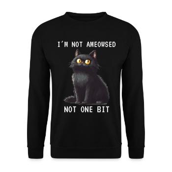 I'm Not Ameowsed Grimmige Katze Pixelart Pixel - Unisex Pullover - Schwarz - Vorne - Alina (178cm) & Michal (187cm)