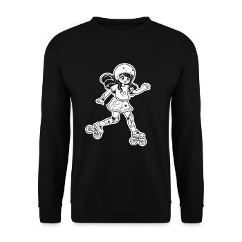 Roller Skate Girl Cartoon - Unisex Sweatshirt - black - Front - Alina (178cm) & Michal (187cm)