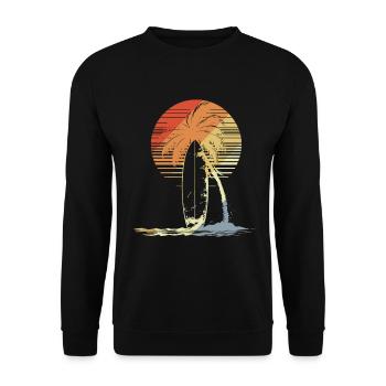 Surfbrett Vintage - Unisex Pullover - Schwarz - Vorne - Alina (178cm) & Michal (187cm)