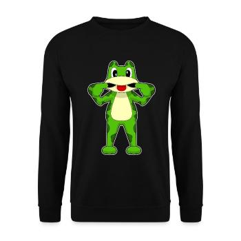 Lustiger Frosch - Unisex Pullover - Schwarz - Vorne - Alina (178cm) & Michal (187cm)