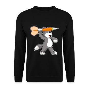 Katze Dart Dartpfeil - Unisex Pullover - Schwarz - Vorne - Alina (178cm) & Michal (187cm)