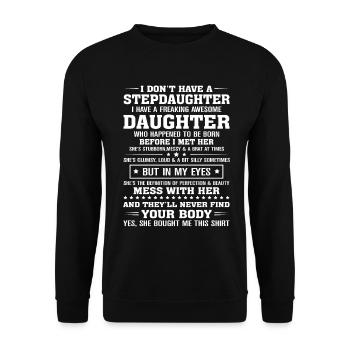 Stolze Stieftochter & Stolzer Stiefvater Bonus Tee - Unisex Sweatshirt - black - Front - Alina (178cm) & Michal (187cm)