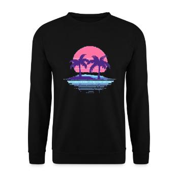 Vaporwave Synthwave Pixelart Palmiers Rétro Années 90 - Sweat-shirt Unisexe - noir - Devant - Alina (178cm) & Michal (187cm)