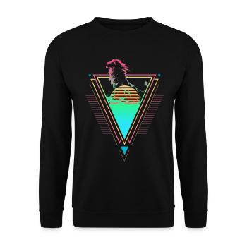 Lion Vaporwave Synthwave 90s 80s sunset - Unisex Sweatshirt - black - Front - Alina (178cm) & Michal (187cm)