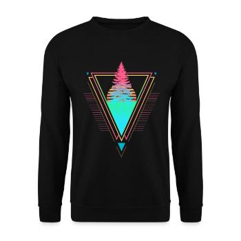 Tannenbaum Vaporwave Synthwave 90s 80s sunset - Unisex Sweatshirt - black - Front - Alina (178cm) & Michal (187cm)