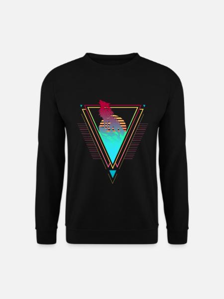 Wolf Vaporwave Synthwave 90er 80er sunset - Unisex Pullover - Schwarz