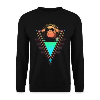 Chimpanzee Vaporwave Synthwave 90s 80s sunset - Unisex Sweatshirt - black - Front - Alina (178cm) & Michal (187cm)