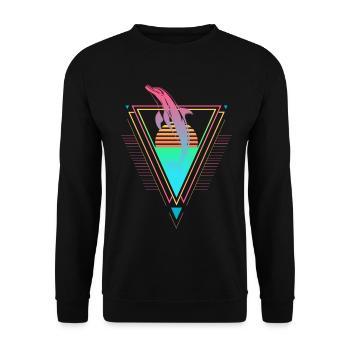 Delfin Vaporwave Synthwave années 90 années 80 coucher de soleil - Sweat-shirt Unisexe - noir - Devant - Alina (178cm) & Michal (187cm)
